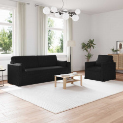 Zestaw Sof 2 pcs Czarny 198 x 78 x 80 cm tkanina