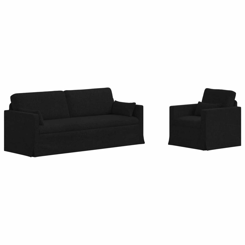 Zestaw Sof 2 pcs Czarny 198 x 78 x 80 cm tkanina