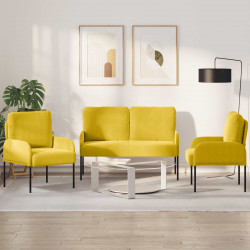 Zestawy sof z poduszką 3 pcs Żółty 115 x 56 x 80 cm sklejka
