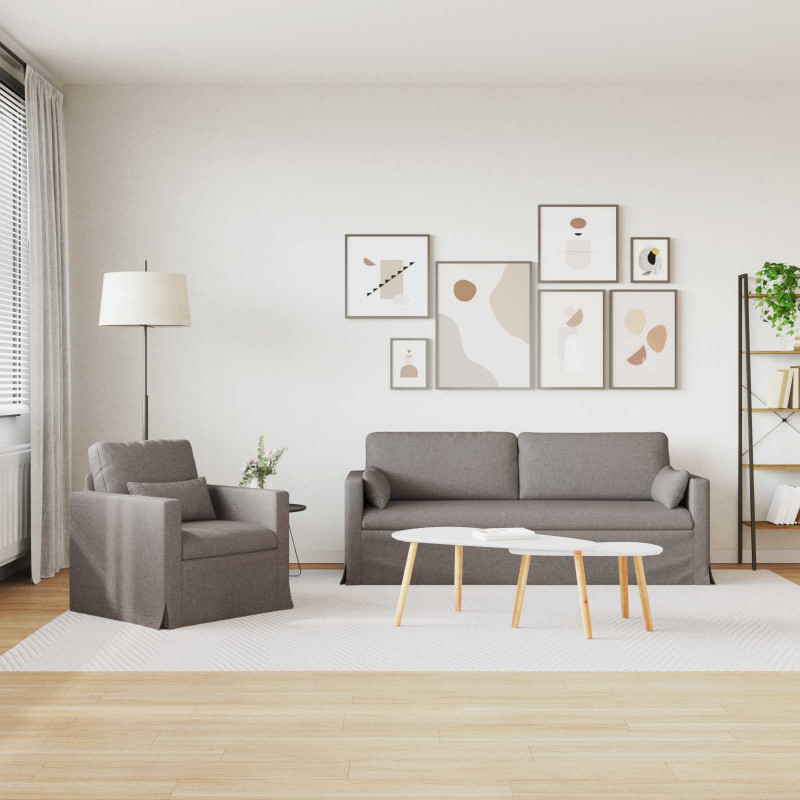 Zestaw Sof 2 pcs Ciemnoszary 198 x 78 x 80 cm tkanina