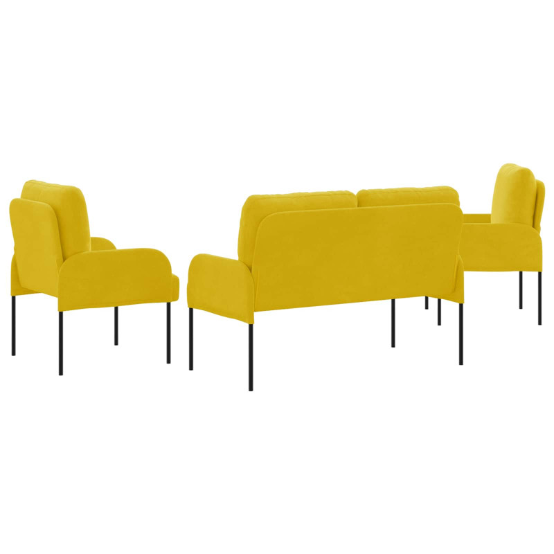 Zestawy sof z poduszką 3 pcs Żółty 115 x 56 x 80 cm sklejka