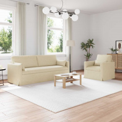 Zestaw Sof 2 pcs Kremowy 198 x 78 x 80 cm tkanina