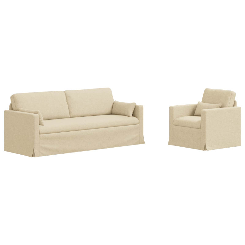 Zestaw Sof 2 pcs Kremowy 198 x 78 x 80 cm tkanina