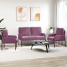 Zestawy sof z poduszką 3 pcs Fioletowy 115 x 56 x 80 cm sklejka