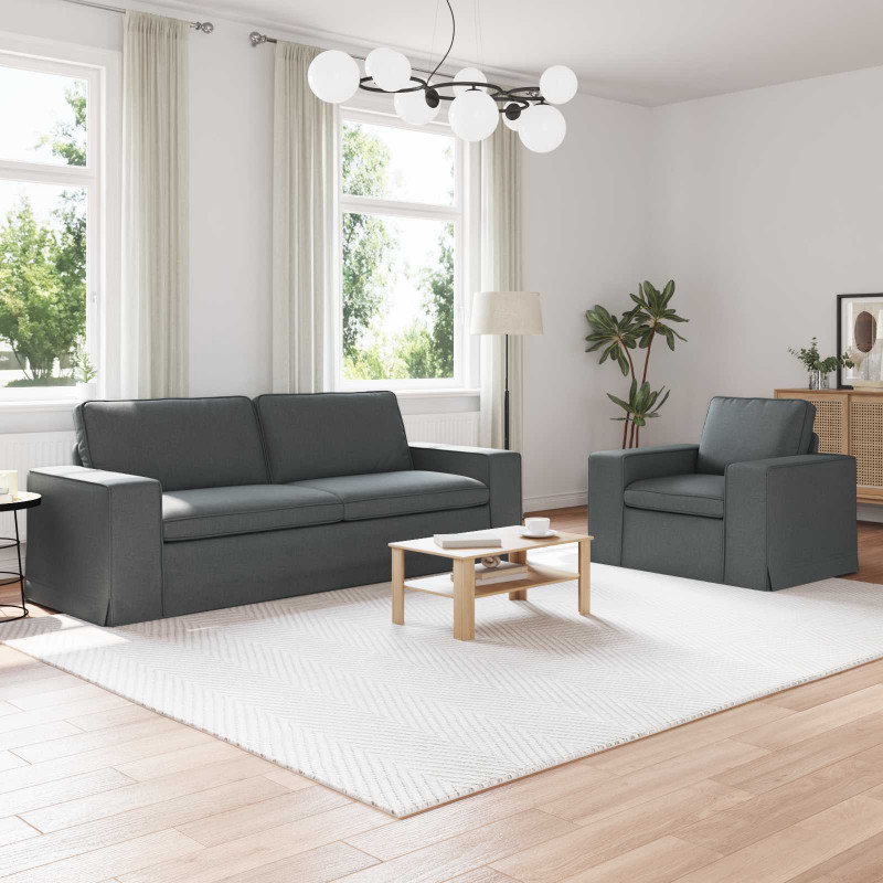 Zestaw Sof 2 pcs Ciemnoszary 182 x 80 x 82 cm tkanina