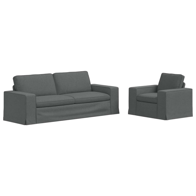 Zestaw Sof 2 pcs Ciemnoszary 182 x 80 x 82 cm tkanina