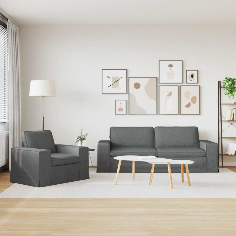 Zestaw Sof 2 pcs Ciemnoszary 182 x 80 x 82 cm tkanina