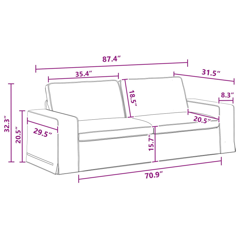 Zestaw Sof 2 pcs Ciemnoszary 182 x 80 x 82 cm tkanina