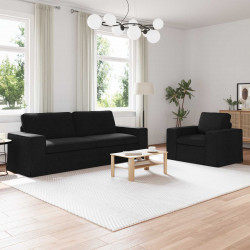 Zestaw Sof 2 pcs Czarny 182 x 80 x 82 cm tkanina