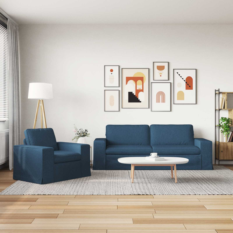 Zestaw Sof 2 pcs Niebieski 182 x 80 x 82 cm tkanina
