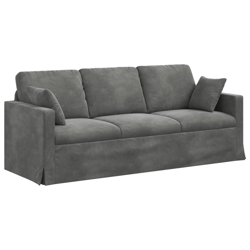 Zestaw Sof 2 pcs Ciemnoszary 198 x 78 x 80 cm Aksamit