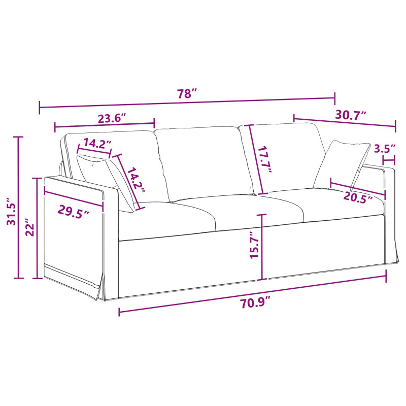 Zestaw Sof 2 pcs Ciemnoszary 198 x 78 x 80 cm Aksamit