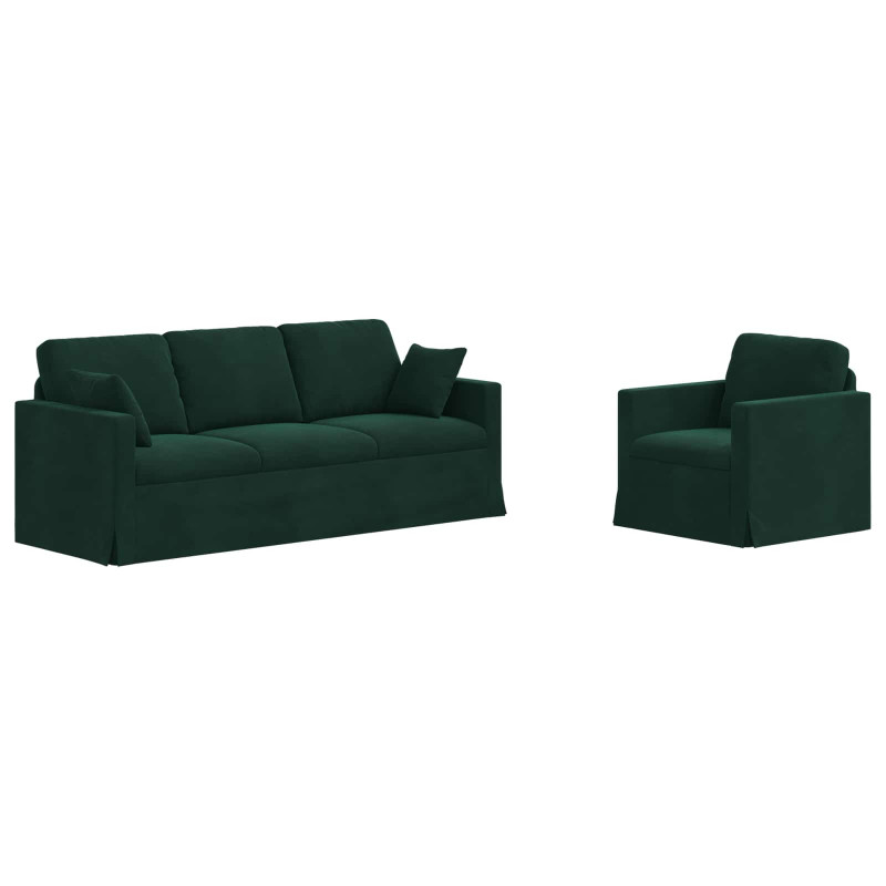 Zestaw Sof 2 pcs Ciemna zieleń 198 x 78 x 80 cm Aksamit