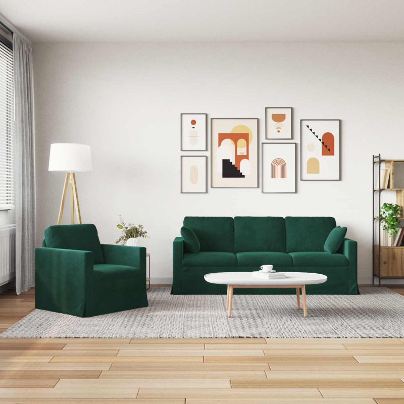 Zestaw Sof 2 pcs Ciemna zieleń 198 x 78 x 80 cm Aksamit