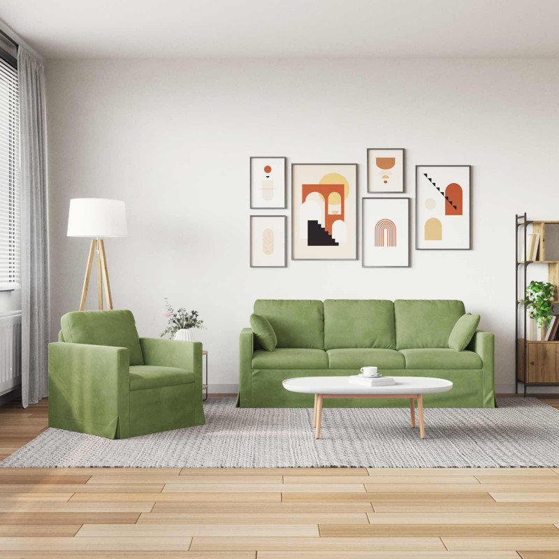 Zestaw Sof 2 pcs Jasnozielony 198 x 78 x 80 cm Aksamit