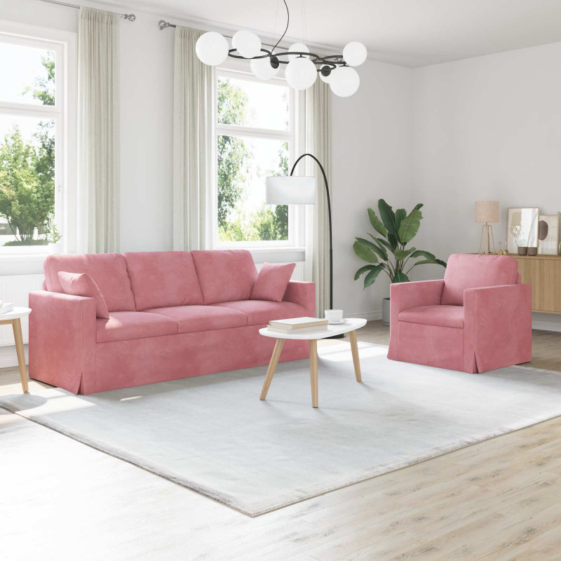 Zestaw Sof 2 pcs Różowy 198 x 78 x 80 cm Aksamit