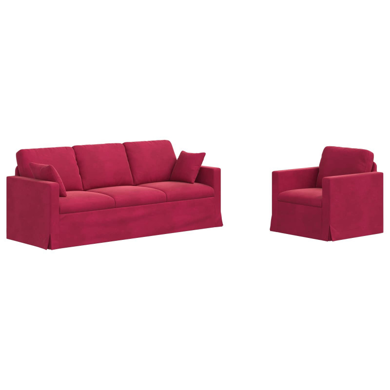 Zestaw Sof 2 pcs Czerwone wino 198 x 78 x 80 cm Aksamit