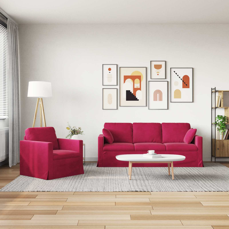 Zestaw Sof 2 pcs Czerwone wino 198 x 78 x 80 cm Aksamit