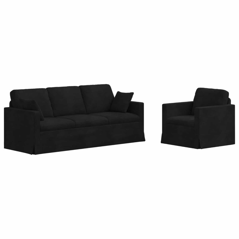 Zestaw Sof 2 pcs Czarny 198 x 78 x 80 cm Aksamit