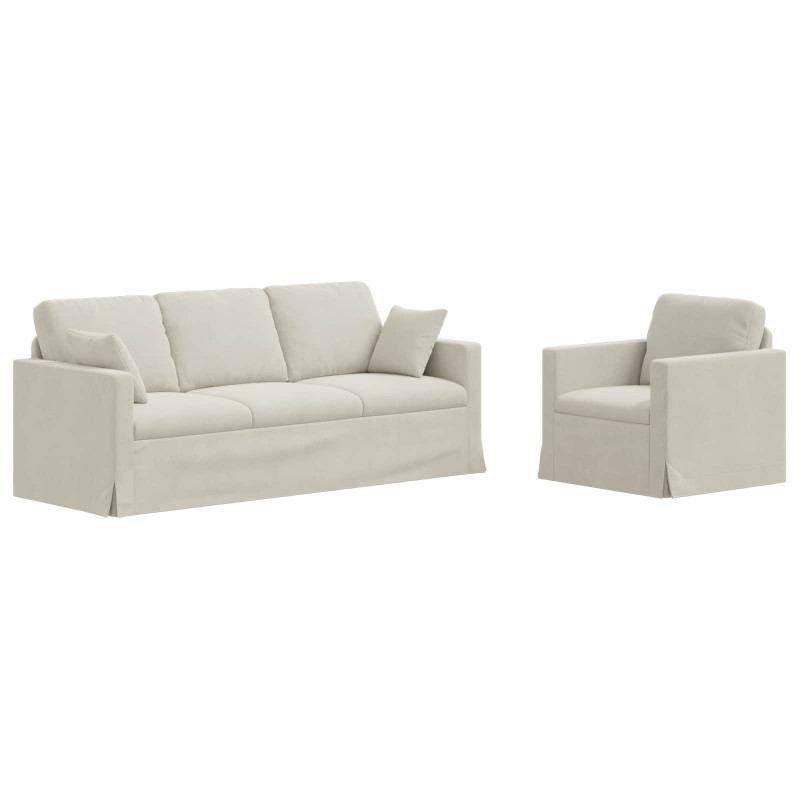 Zestaw Sof 2 pcs Kremowy 198 x 78 x 80 cm Aksamit