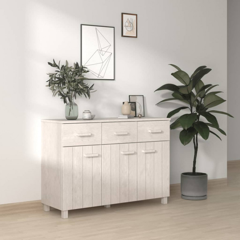 Szafka HAMAR, biała, 113x40x80 cm, lite drewno sosnowe