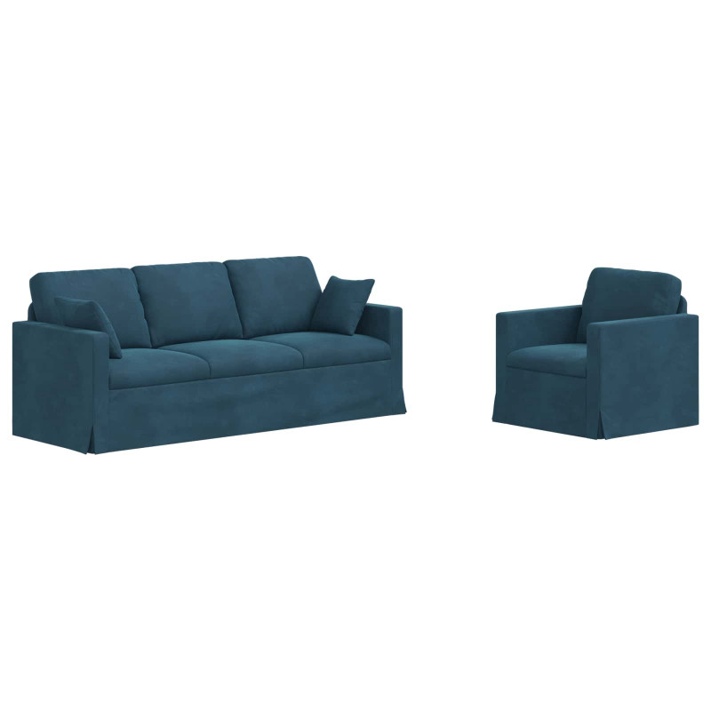 Zestaw Sof 2 pcs Niebieski 198 x 78 x 80 cm Aksamit