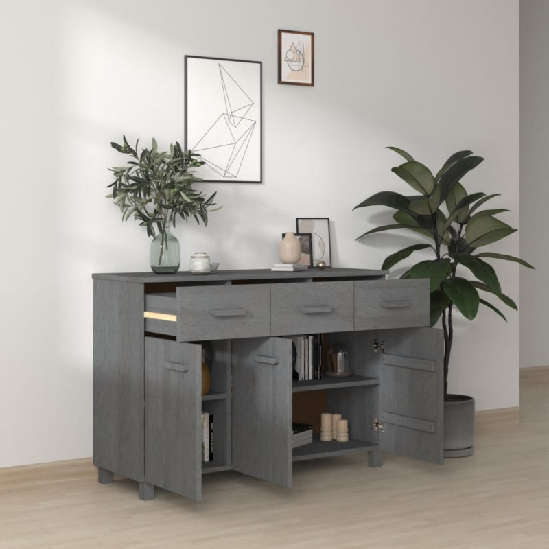 Szafka HAMAR, ciemnoszara, 113x40x80 cm, lite drewno sosnowe