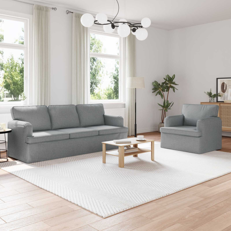 Zestaw Sof 2 pcs Jasnoszary 144 x 80 x 85 cm tkanina