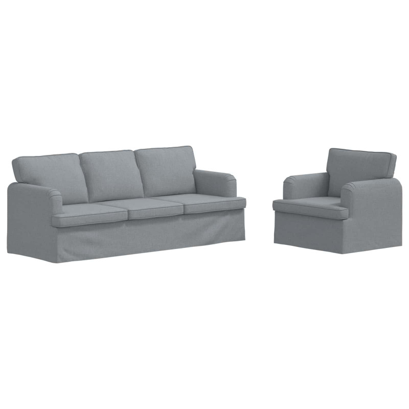 Zestaw Sof 2 pcs Jasnoszary 144 x 80 x 85 cm tkanina