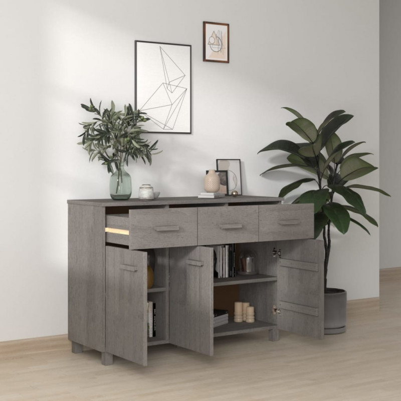 Szafka HAMAR, jasnoszara, 113x40x80 cm, lite drewno sosnowe