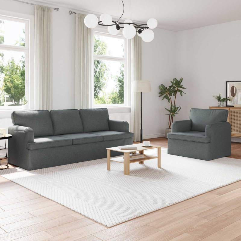 Zestaw Sof 2 pcs Ciemnoszary 144 x 80 x 85 cm tkanina