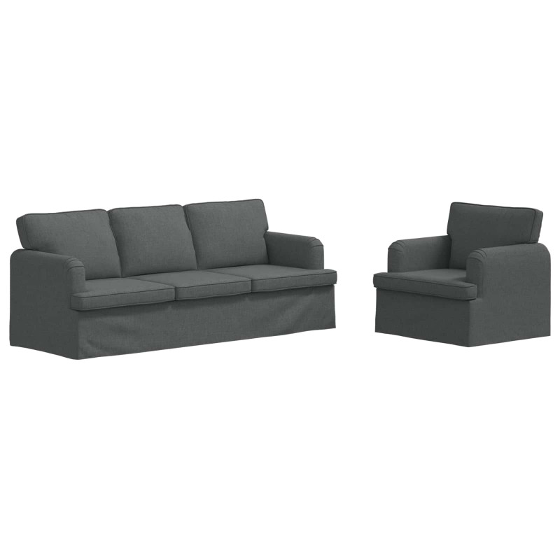 Zestaw Sof 2 pcs Ciemnoszary 144 x 80 x 85 cm tkanina