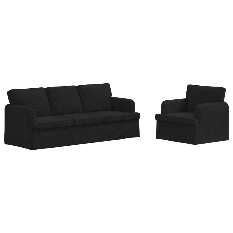 Zestaw Sof 2 pcs Czarny 144 x 80 x 85 cm tkanina
