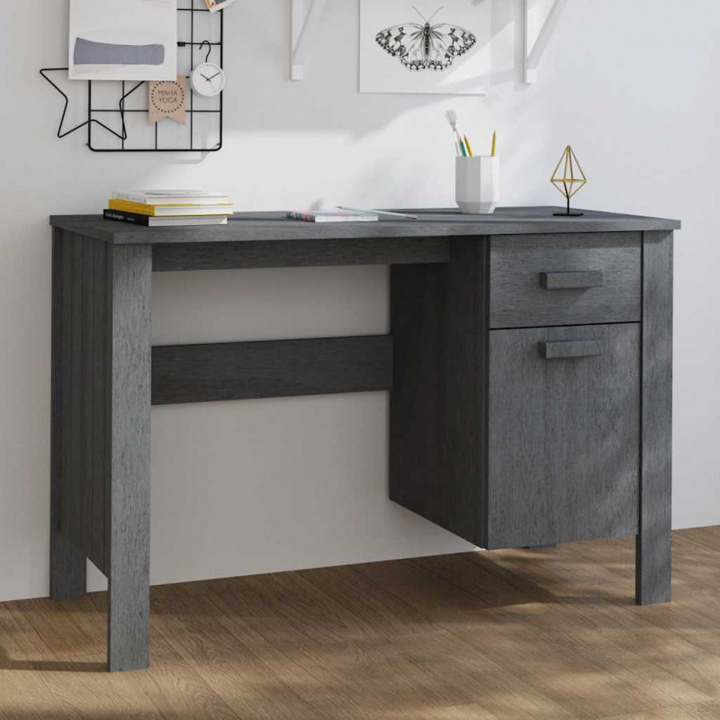 Biurko HAMAR, ciemnoszare, 113x50x75 cm, lite drewno sosnowe