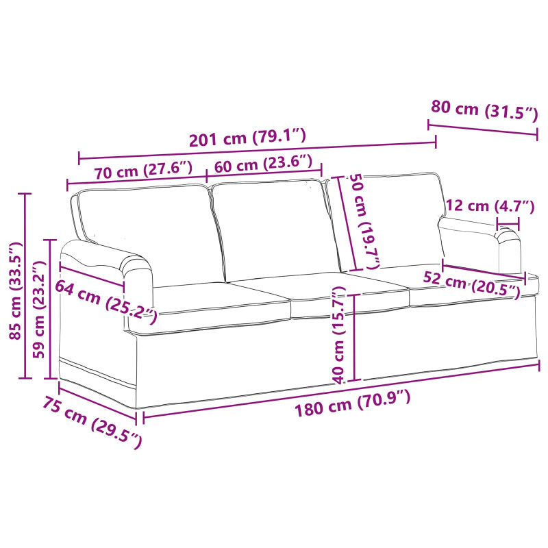 Zestaw Sof 2 pcs Ciemnoszary 144 x 80 x 85 cm tkanina