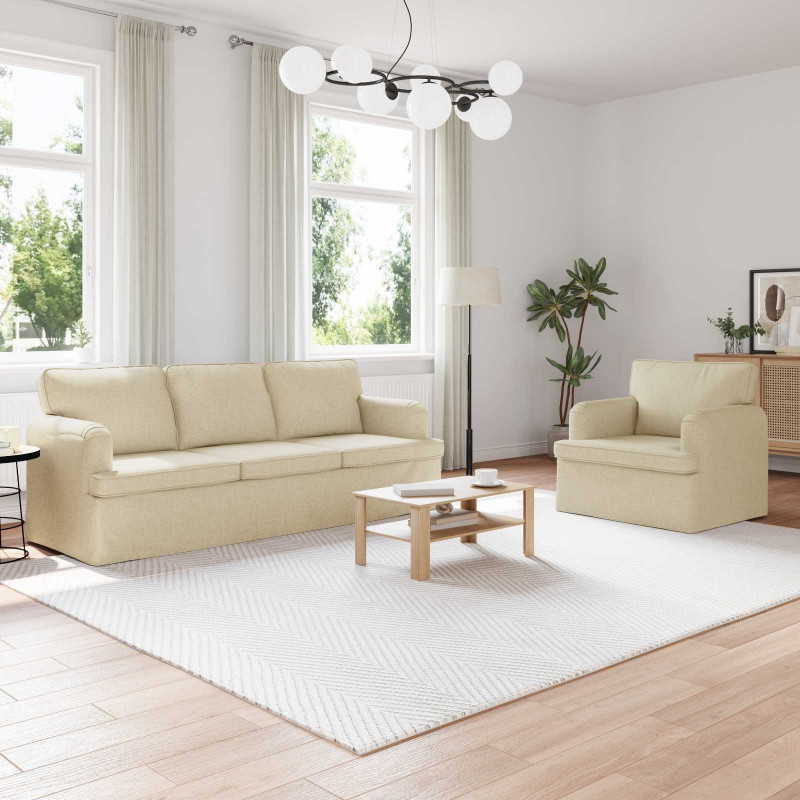 Zestaw Sof 2 pcs Kremowy 144 x 80 x 85 cm tkanina