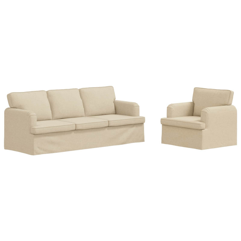 Zestaw Sof 2 pcs Kremowy 144 x 80 x 85 cm tkanina