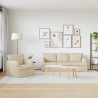 Zestaw Sof 2 pcs Kremowy 144 x 80 x 85 cm tkanina
