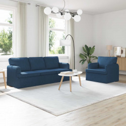 Zestaw Sof 2 pcs Niebieski 144 x 80 x 85 cm tkanina