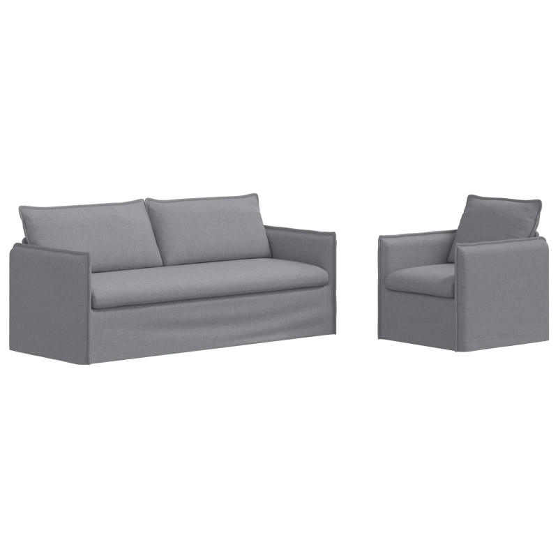 Zestaw Sof 2 pcs Jasnoszary 196 x 82 x 85 cm tkanina