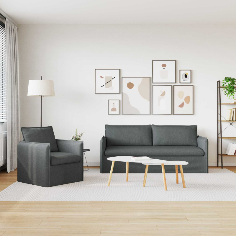 Zestaw Sof 2 pcs Ciemnoszary 196 x 82 x 85 cm tkanina