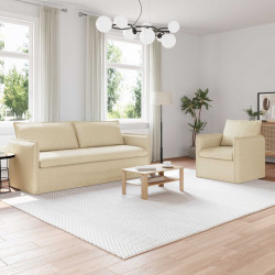 Zestaw Sof 2 pcs Kremowy 196 x 82 x 85 cm tkanina