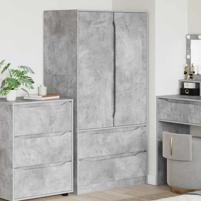 Szafkowy Betonowy Szary 79,5 x 49 x 156 cm Drewno inżynieryjne
