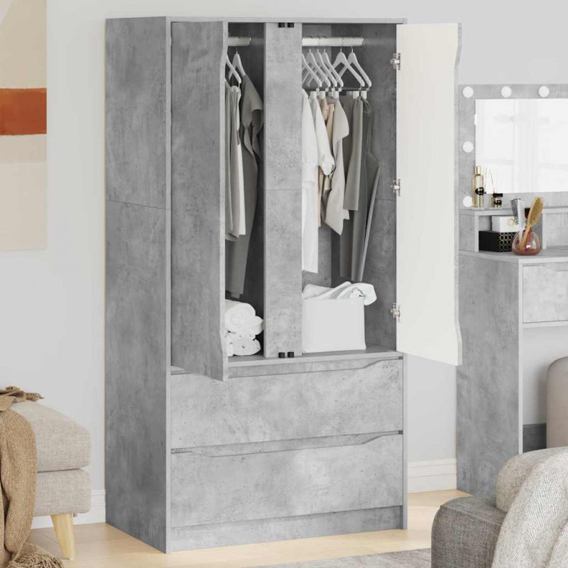 Szafkowy Betonowy Szary 79,5 x 49 x 156 cm Drewno inżynieryjne