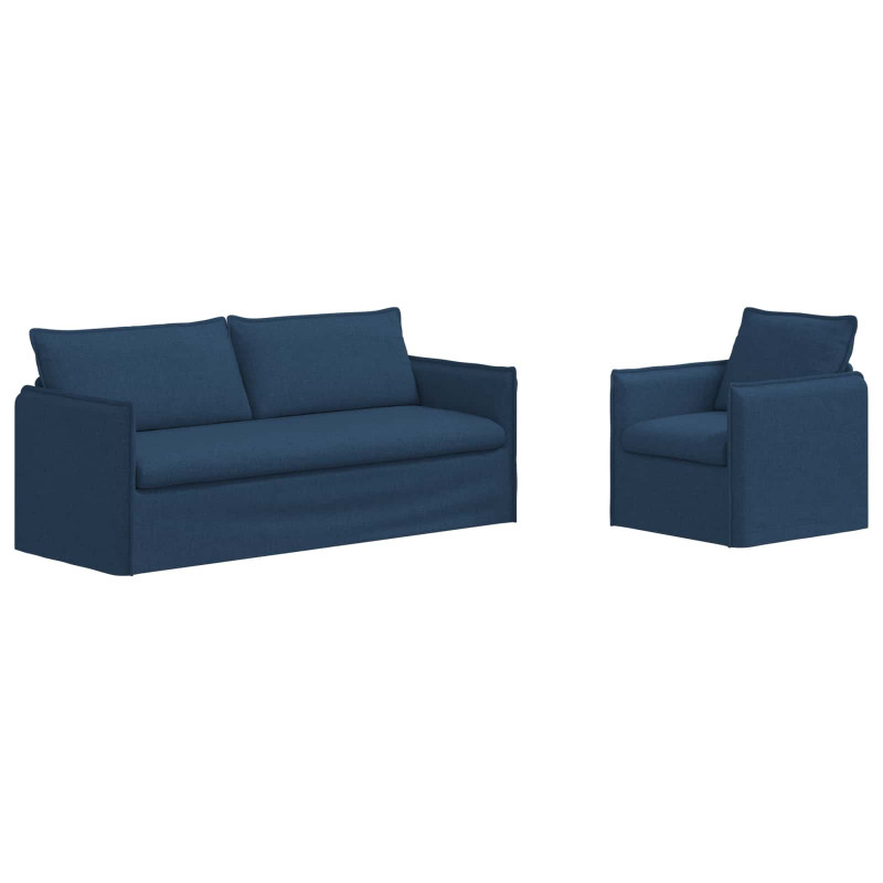 Zestaw Sof 2 pcs Niebieski 196 x 82 x 85 cm tkanina