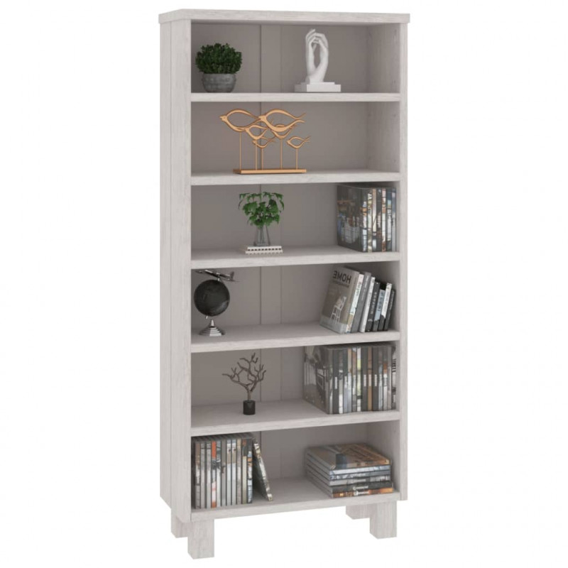 Półka na CD HAMAR, biała, 45x18x100 cm, lite drewno sosnowe