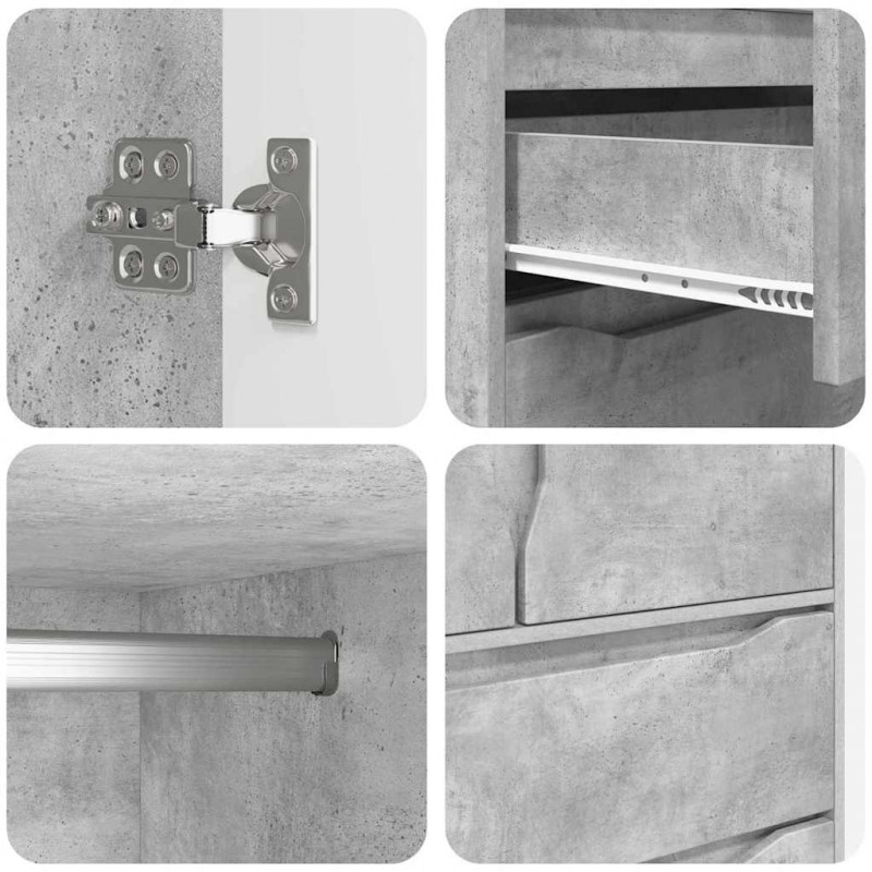 Szafkowy Betonowy Szary 79,5 x 49 x 156 cm Drewno inżynieryjne