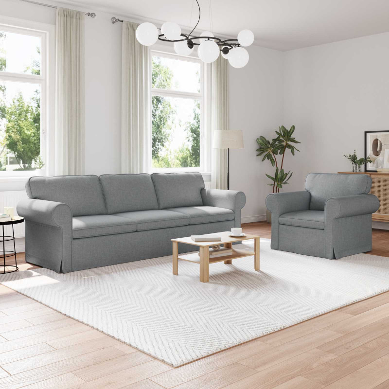 Zestaw Sof 2 pcs Jasnoszary 245 x 82 x 80 cm tkanina