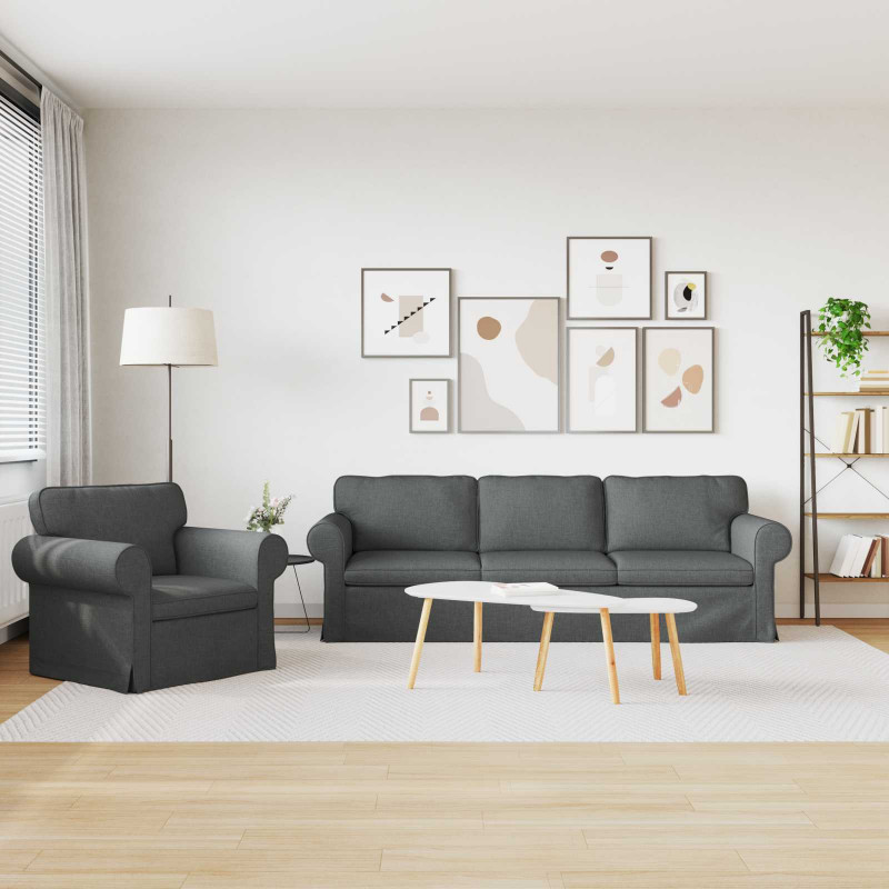 Zestaw Sof 2 pcs Ciemnoszary 245 x 82 x 80 cm tkanina