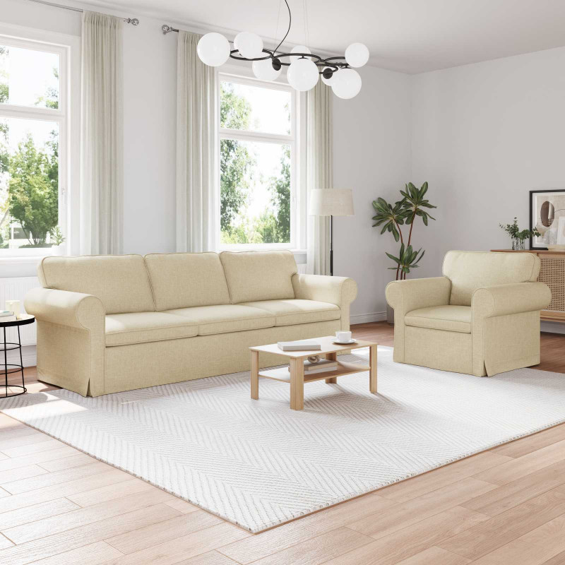 Zestaw Sof 2 pcs Kremowy 245 x 82 x 80 cm tkanina